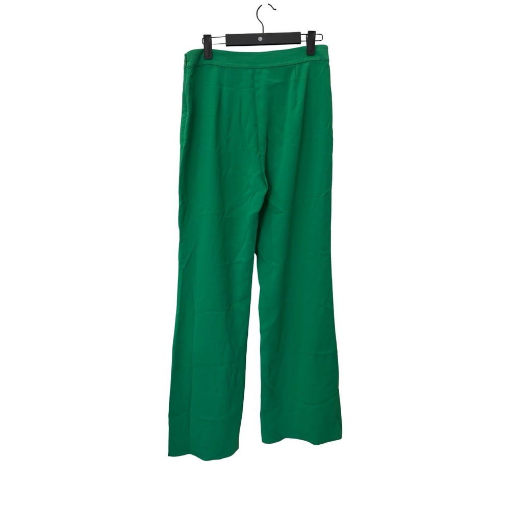 Alice + Olivia Green Pintuck Wide Leg Trousers Size 4 Emerald High Waist Pants - Picture 3 of 6